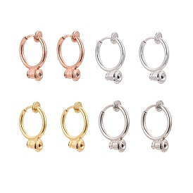 8Pcs 4 Colors Brass Clip-on Hoop Earring Converters Findings, for Non-pierced Ears