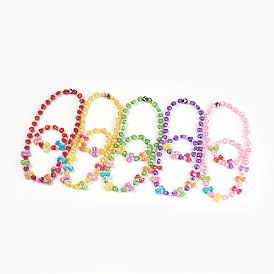 Perlas de acrílico niños conjuntos de joyas, pulseras y collares elásticos, bowknot y el corazón