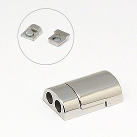 304 Stainless Steel Magnetic Clasps with Glue-in Ends, 18x12x6mm, Hole: 3mm