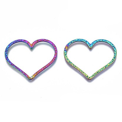 Chapado en rejilla color del arcoíris 304 anillos de unión de acero inoxidable, sin cadmio y níque y plomo, corazón