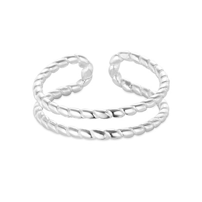 Shegrace vintage 925 anillos de puño de plata esterlina, anillos abiertos, bandas dobles retorcidos, 16 mm