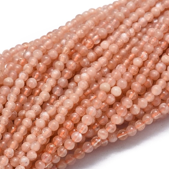 Sunstone naturelle perles brins, ronde