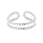 SHEGRACE Vintage 925 Sterling Silver Cuff Rings, Open Rings, Twisted Double Bands, 16mm
