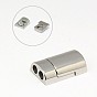 304 Stainless Steel Magnetic Clasps with Glue-in Ends, 18x12x6mm, Hole: 3mm