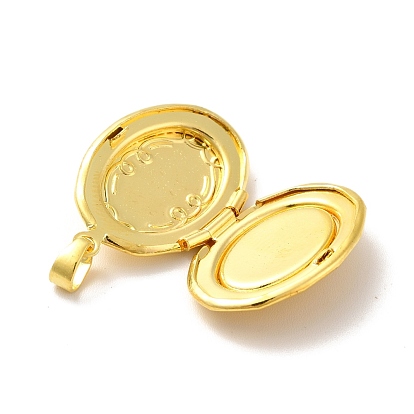 Rack Plating Brass Locket Pendants, Oval