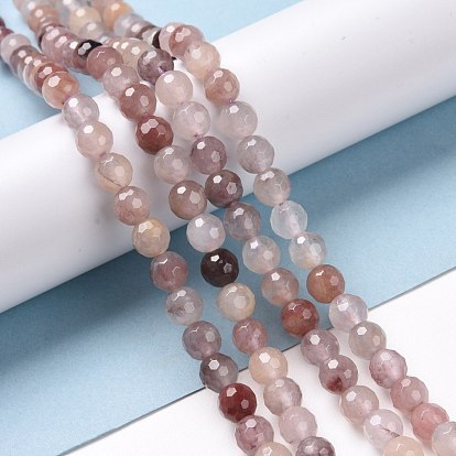 Perlas de cuarzo natural de hebras, facetado (128 facetas), rondo