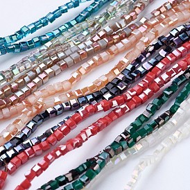 Glass Beads Strands, Mixed Style, Faceted, Cube