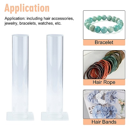 Organic Glass Bracelet Displays, Vertical Tower Jewelry Bracelet Display Stand, 84.5x50x255mm