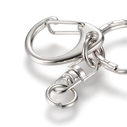 Alloy Keychain Clasp Findings, with Alloy Swivel Clasp and Iron Rings