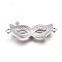 Brass Micro Pave Cubic Zirconia Links, with Shell, Mask