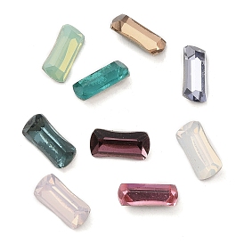 Pointed Back & Back Plated Glass Rhinestone Cabochons, Faceted, Rectangle
