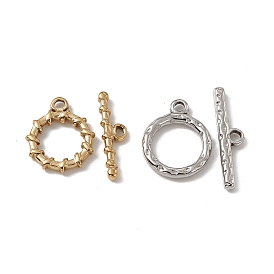201 Stainless Steel Toggle Clasps, Textured Ring