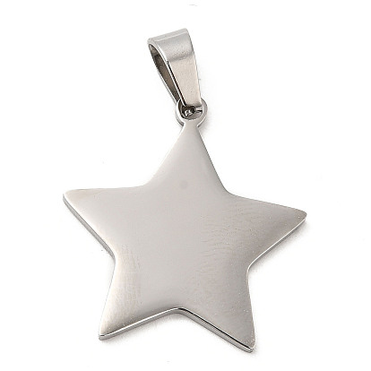 Ion Plating(IP) 304 Stainless Steel Pendants, Stamping Blank Tag, Star Charm