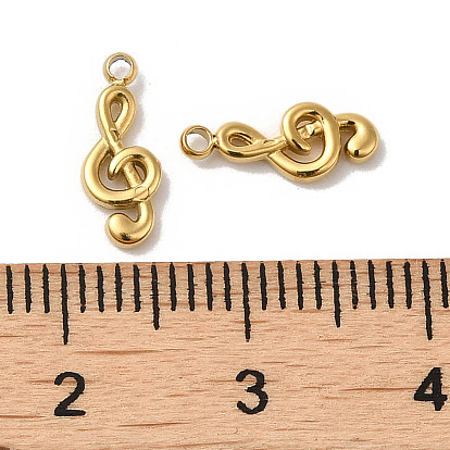 Manual Polishing 304 Stainless Steel Charms, Musical Note Charm