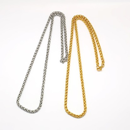 304 Stainless Steel Wheat Chain Necklace Making, 19.88 inch (505mm), 4mm