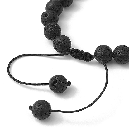 Окрашенный натуральный лавовый камень, круглые плетеные браслеты из бисера, регулируемый браслет