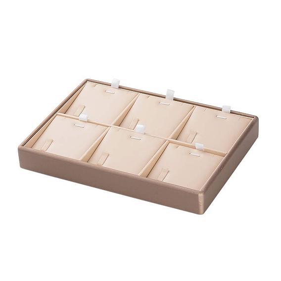 Cajas de presentación collar de madera, cubierta de la PU de los accesorios de cuero y hierro, Rectángulo