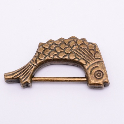 Retro Fish Alloy Combination Locks, PadLocks with Key, For Wooden Drawer, Jewelry Box, Cadmium Free & Lead Free