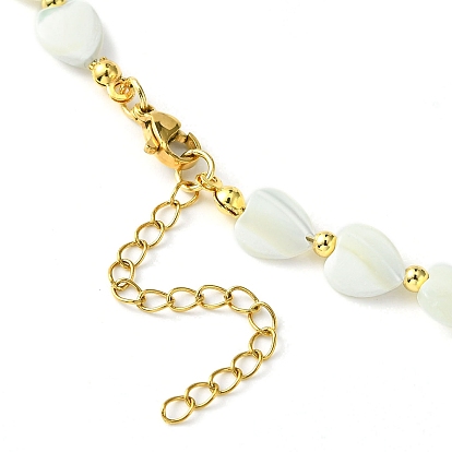 Colliers de perles en forme de cœur et d'alliage de coquillages naturels pour femmes