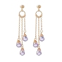 Boucles d'oreilles pendantes en forme de goutte de verre bling, Boucles d'oreilles pendantes dorées à pampilles en chaîne en acier inoxydable pour femmes