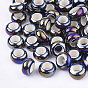 Electroplate Porcelain Beads, Large Hole Beads, AB Color Plated, Rondelle