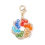 Imitate Austrian Crystal Bicone Glass Pendant Decoration, Flower Glass Seed Beads Charms, with Zinc Alloy Lobster Claw Clasps