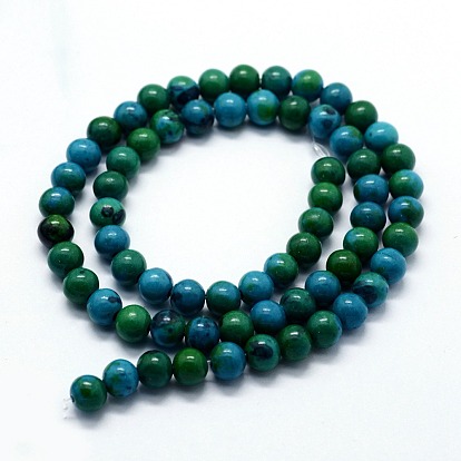Perles synthétiques chrysocolla brins, ronde