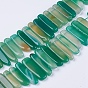 Natural Agate Beads Strands, Top Drilled Beads, Dyed, Rectangle