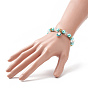 Alloy Enamel Shell Charms Stretch Bracelet, Glass Pearl Beaded Adjustable Bracelet for Kids