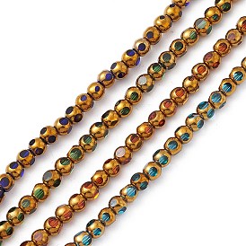 Electroplate Glass Beads Strands, Half Rainbow Plated, Faceted Round