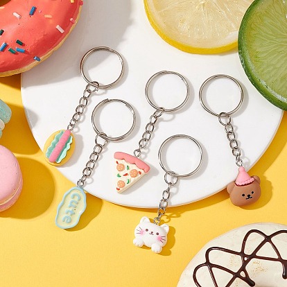 Bear/Cat/Food/Cloud Resin Keychain, with Iron Keychain Ring