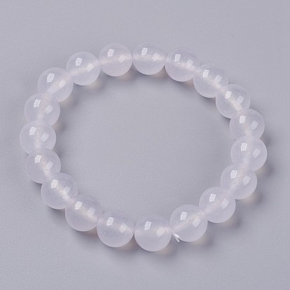 Natural Jade Beaded Stretch Bracelet, Dyed, Round