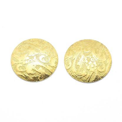 Brass Cabochons, Lead Free & Cadmium Free & Nickel Free, Flat Round with Flower