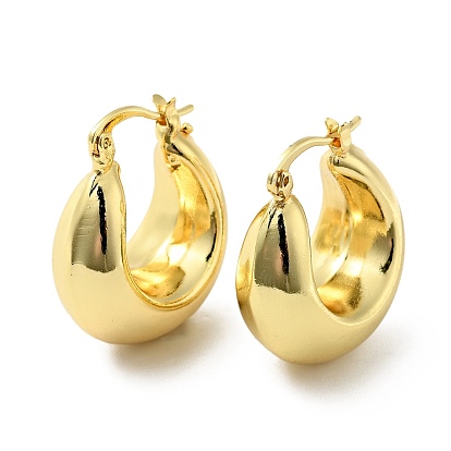 Brass Chunky Crescent Moon Hoop Earrings for Women, Lead Free & Cadmium Free