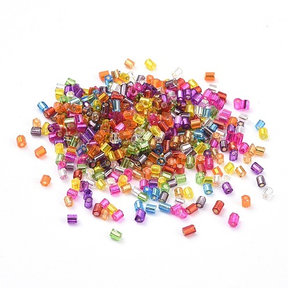 Grade A Glass Seed Beads, Hexagon(Two Cut), Silver Lined