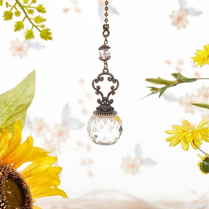 Gorgecraft Faceted Glass Round Big Pendant Decorations, with Tibetan Style Alloy Findings