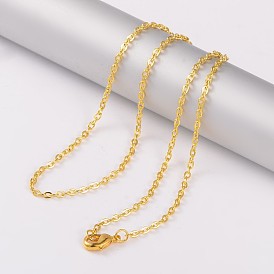 Iron Cable Chain Necklaces Making, with Brass Lobster Claw Clasps