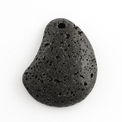 Natural Lava Rock Pendants, Dyed, 50~63x42~70x8~12mm, Hole: 3.5~8mm