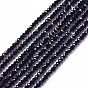 Natural Black Spinel Beads Strands, Faceted, Rondelle