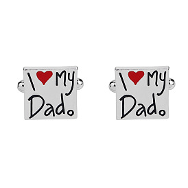 Father's Day Gift Word I Love My Dad Alloy Cufflinks, Square