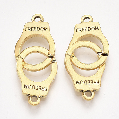 304 Stainless Steel Interlocking Clasps, Handcuffs Shape with Word Freedom