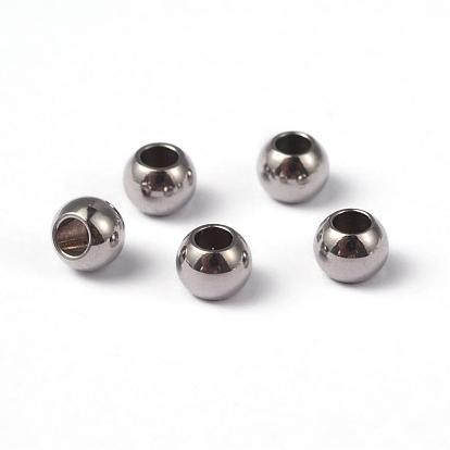 202 Acier inoxydable perles d'espacement, accessoires en métal pour fournitures de fabrication de bijoux, ronde