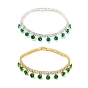 Bracelet à breloques en diamant et zircone cubique verte, avec chaînes à maillons en laiton plaquées en rack, plaqué longue durée, sans cadmium et sans plomb