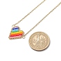 Rainbow Color Japanese Seed Braided Heart Pendant Necklace with 304 Stainless Steel Chains for Women