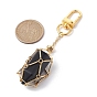 Brass Macrame Pouch Stone Holder Pendant Decoration, with Bullet Shape Natural Mixed Gemstone and Alloy Swivel Clasps