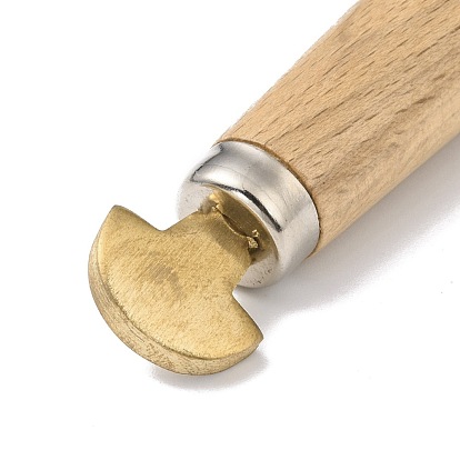 Wood Roller for Diamond Gemstone Setting, with Hal Round Brass Head, Jewelry Embedding Tool