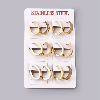 304 Stainless Steel Hoop Earrings, Hypoallergenic Earrings, Oval