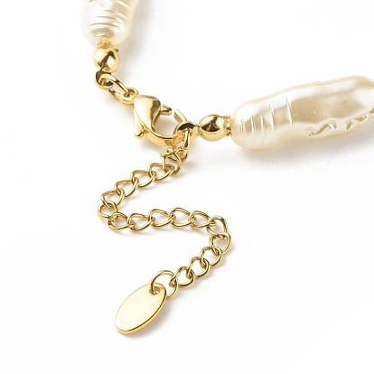 ABS Imitation Pearl & Millefiori Glass Beaded Necklace Bracelet, Jewelry Set for Women