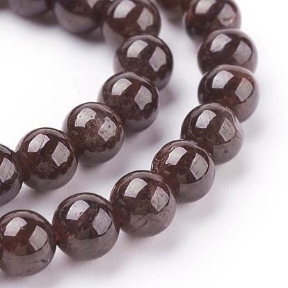 Grenat naturel rangées de perles, Grade b, ronde, 15.5 pouce