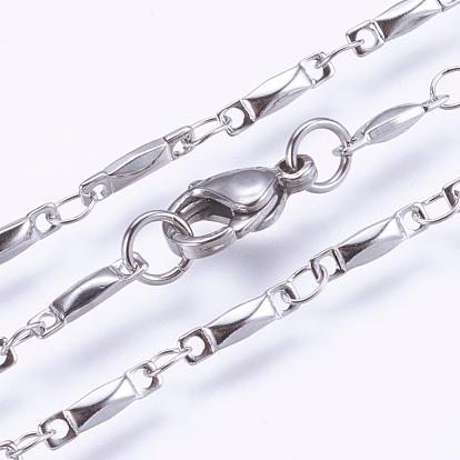 304 Stainless Steel Chain Necklaces, with Enamel and Lobster Claw Clasps, Ion Plating (IP), Rectangle